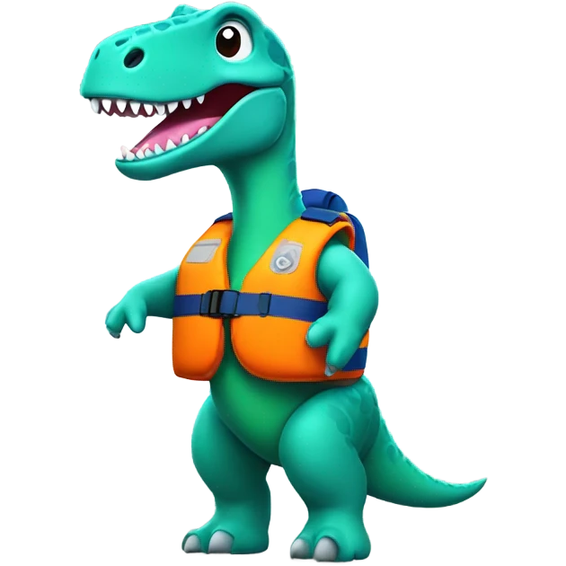 A dinosaur wearing a life vest  emoji