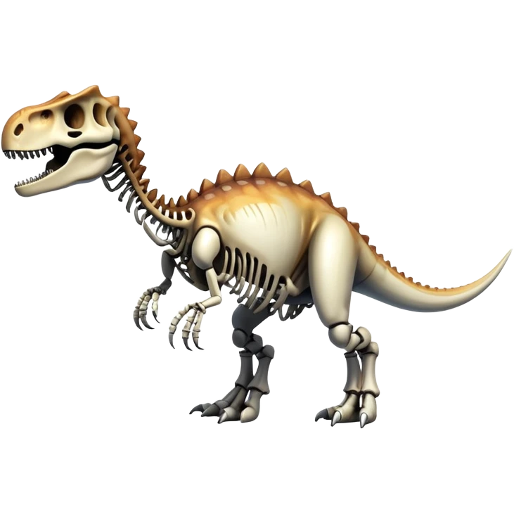 An epic shiny cool edgy skeletal bone dinosaur, full body emoji