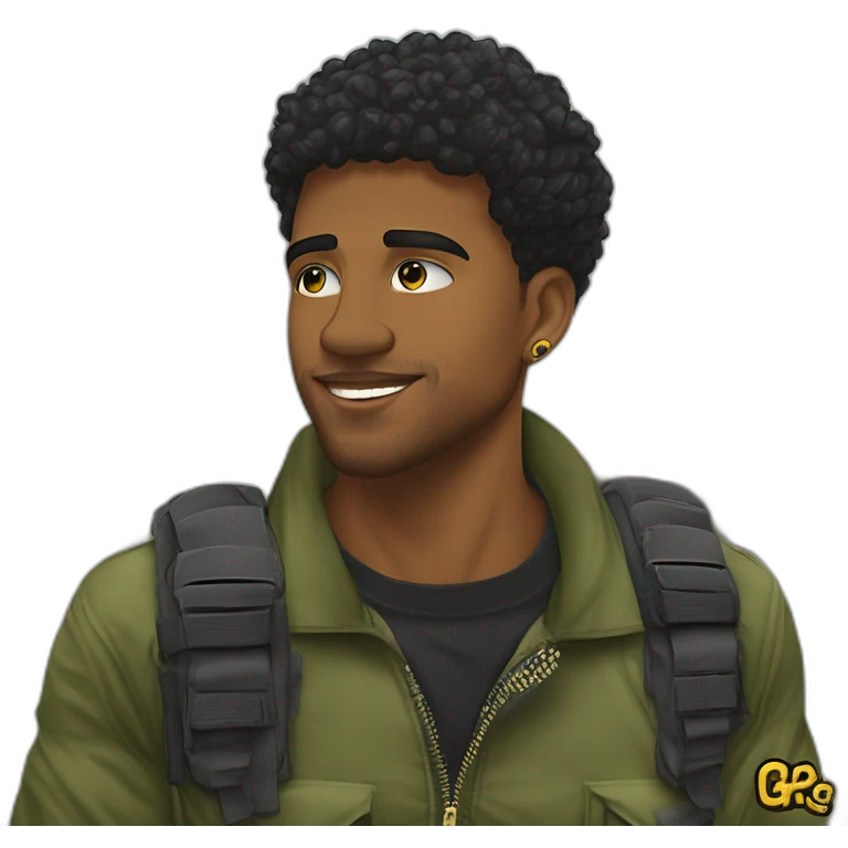 Uber Cariocas do Rio de Janeiro Brasil, criar do RJ roupas típicas da favela Streetwear black Brazilian young favela barberman doing a degradê militar fase in a black Brazilian Man emoji