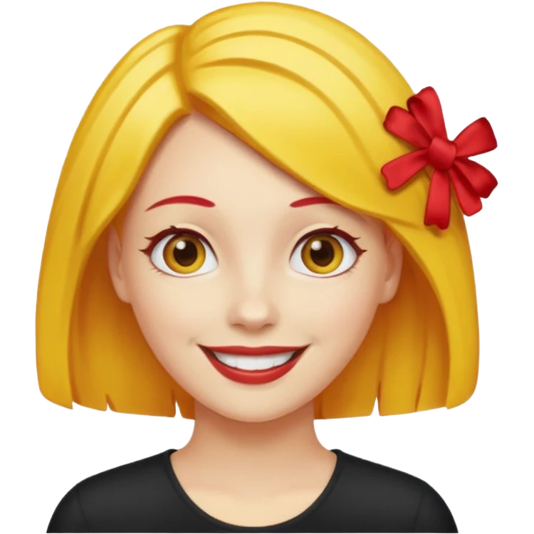 kırmızı toka takan kadın, sarı saçlı emoji