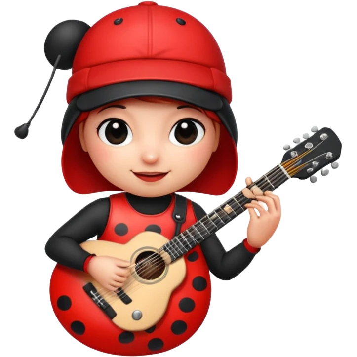 ladybug with a guitar and a cap emoji