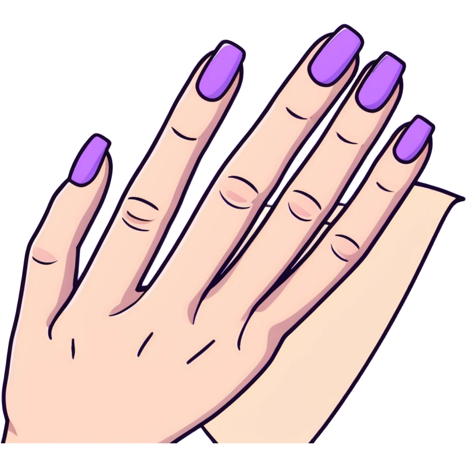 lilac pastel manicure with short nails emoji