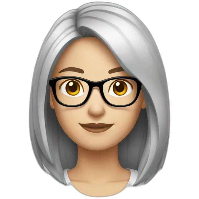 White girl with glasses straight brune mid-short hair emoji