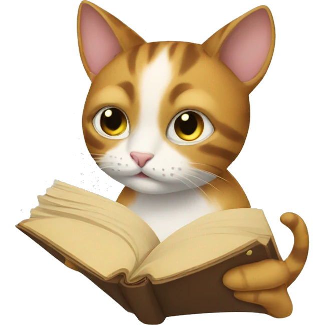 Cat reading book emoji