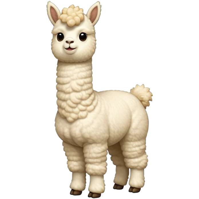 cinematic-[cream alpaca]-realistic-full-body-standing-emoji,-tail-flicking-lazily,-head-tilted-dramatically,-curly-[cream]-fur,-simplified-yet-realistic-focused-features,-highly-detailed,-glowing-with-an-almost-sarcastic-glow emoji