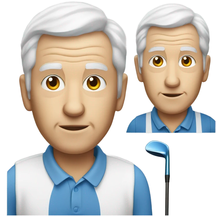Elderly white male no facial hair playing golf emoji