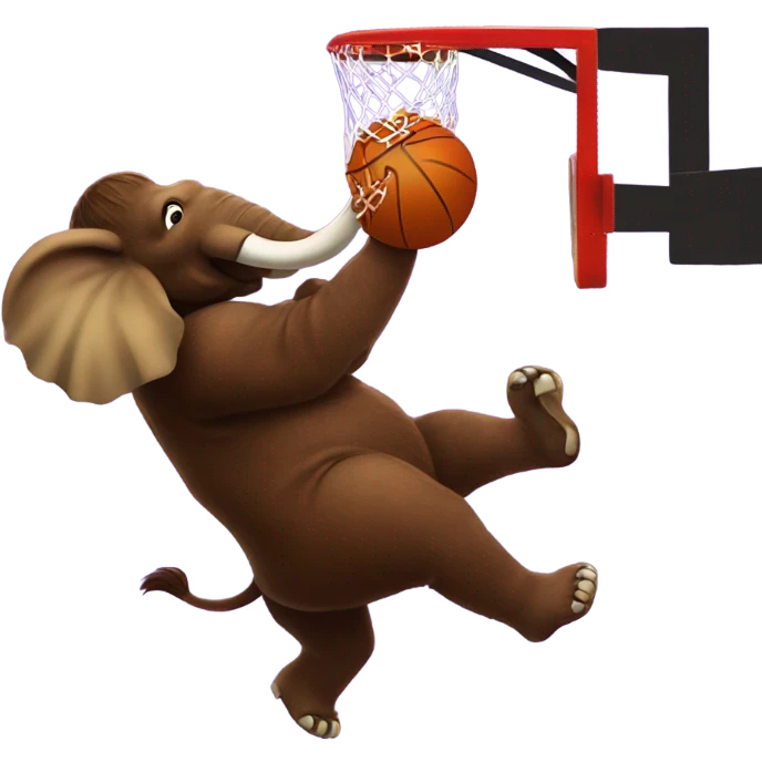 Amherst college mammoth dunking a basketball  emoji
