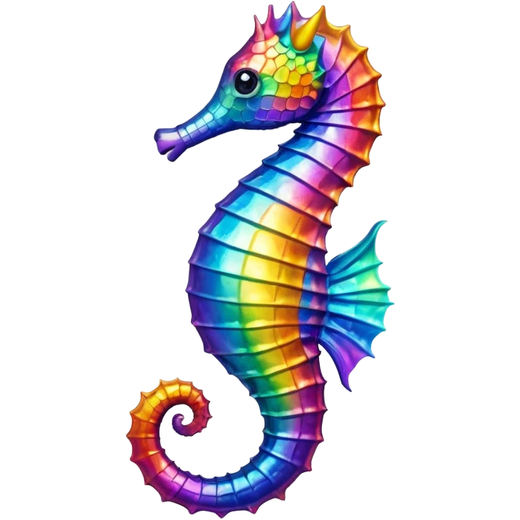 A seahorse that is rainbow emoji