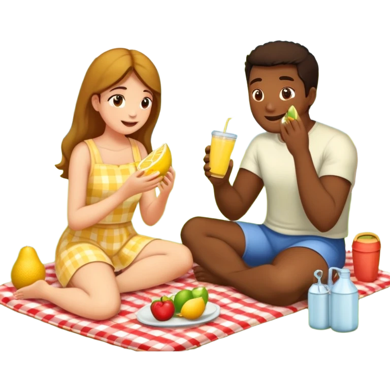 Duas pessoas em um picnic conversando emoji