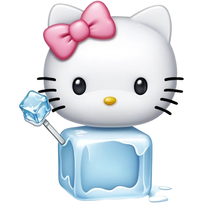Hello kitty holding ice cube emoji