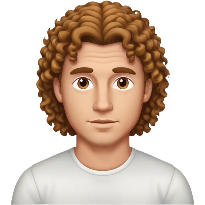 handsome white man with brown curly mullet emoji