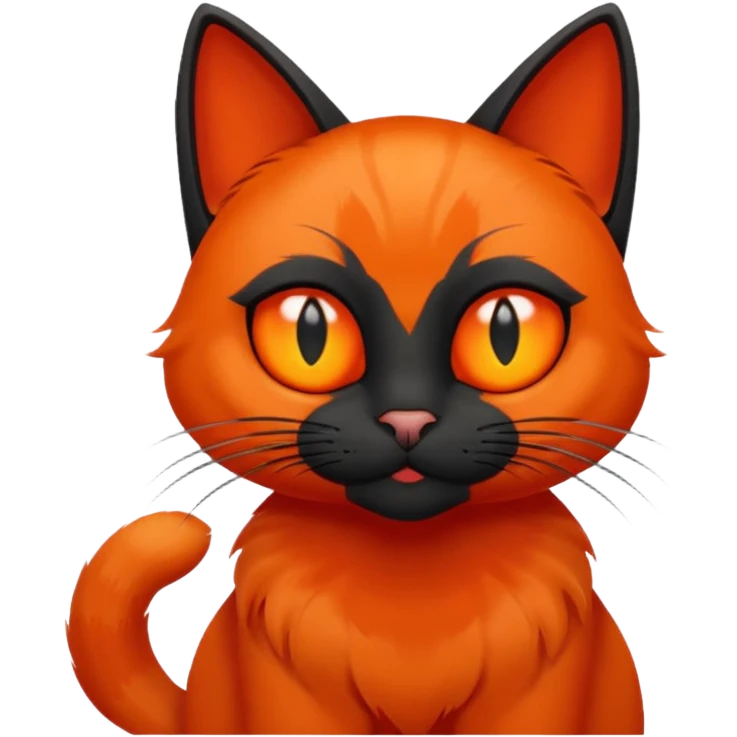 Чёрный кот у которого один глаз красный  а второй оранжевый emoji