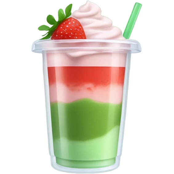 Iced matcha strawberry latte in plastic cup emoji