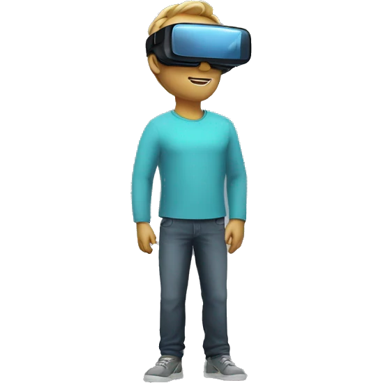 man wearing an Augmented reality headset looking up slightly emoji