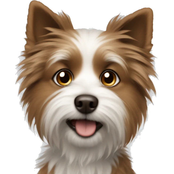 tiny brown and white dog with scruffy hair emoji