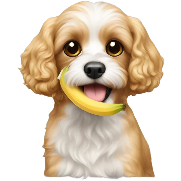 A cavapoo eating a banana  emoji