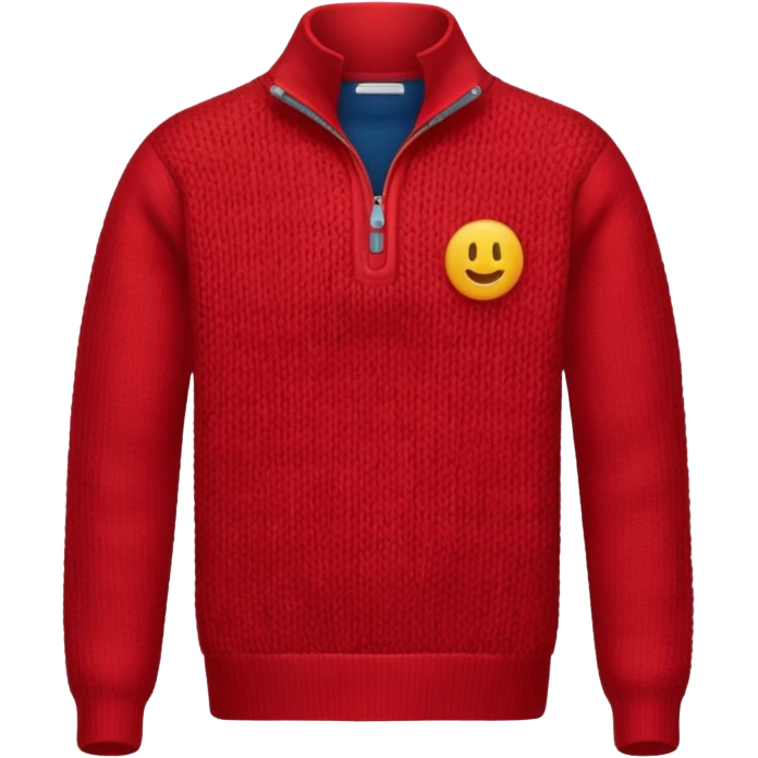 red knitted quarter zip with the knitting visible no emojis emoji