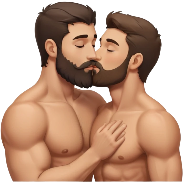 sexy-pose-fit-beard-brunette-caucasian-bear-twink-gay-men-kissing emoji