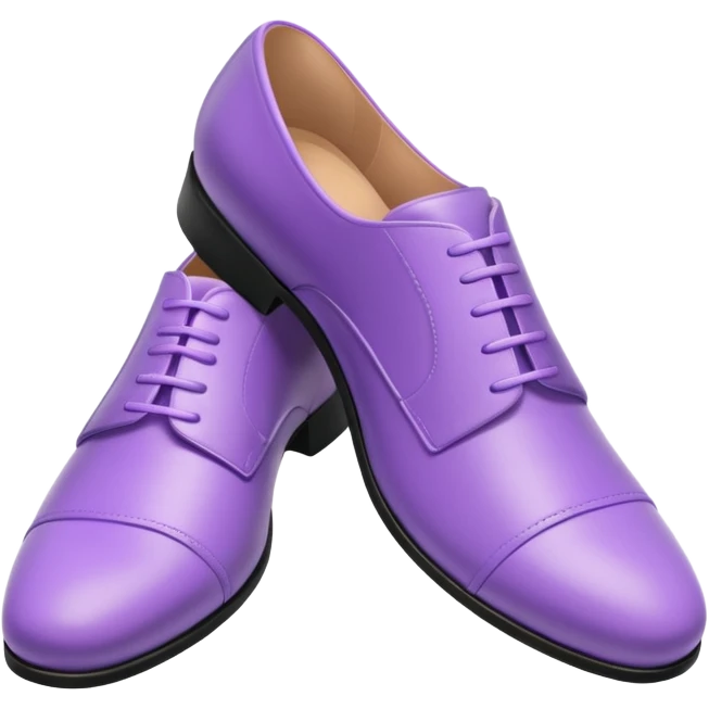 A 3D cartoon lavender-purple Formal shoes with soft texture,  and smooth reflections, isolated on plain background, Memoji-style. emoji
