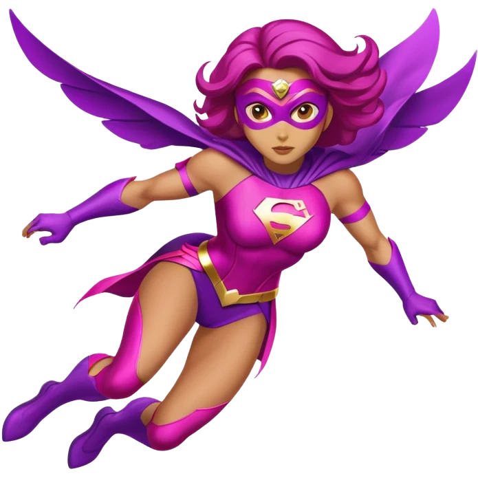 pink violet woman superhero flying emoji