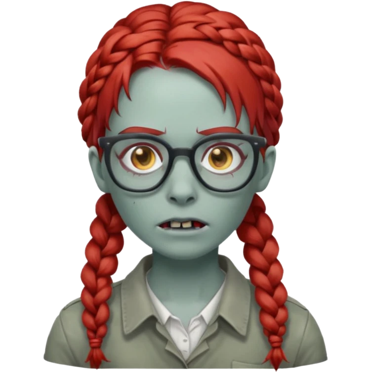 zombie with braided red hair and glassess emoji