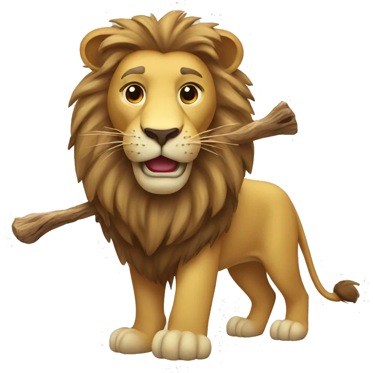 Lion with stick emoji