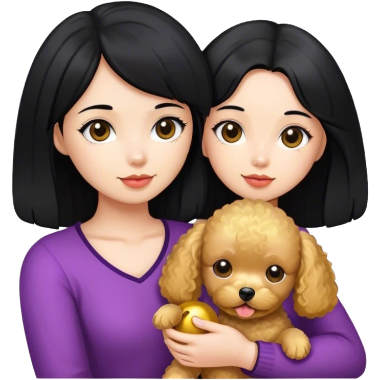 girl with straight black hair and golden toy pudel  emoji