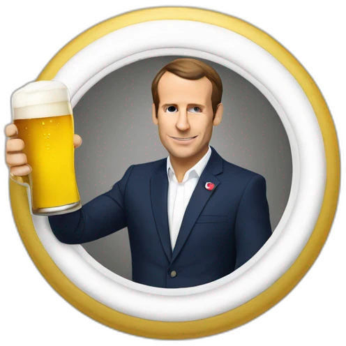 Macron qui bois une bière emoji