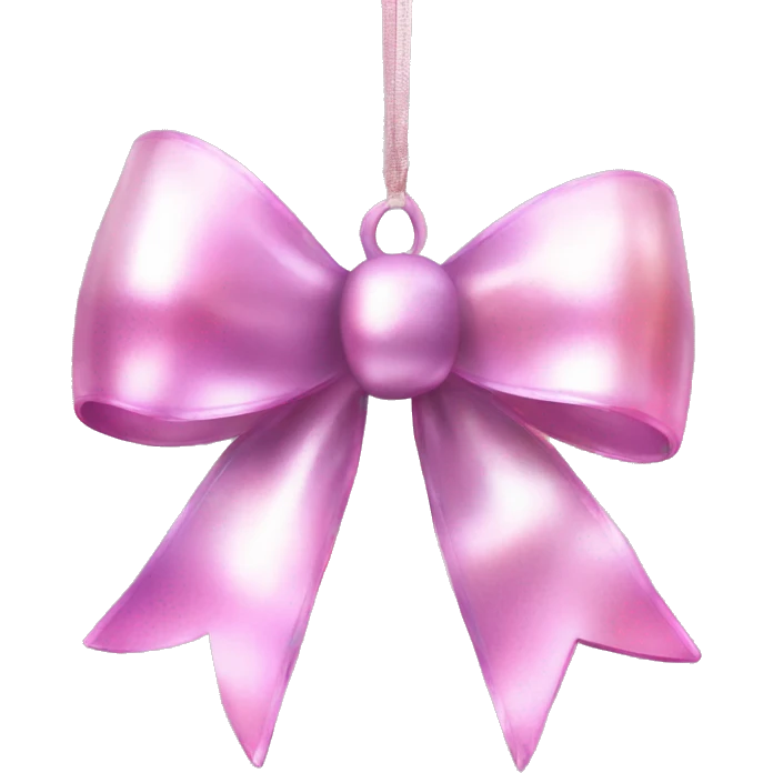 iridescent christmas ornament bow light pink emoji