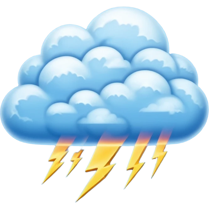 Hot blue cloud with large thick thunderbolt  emoji