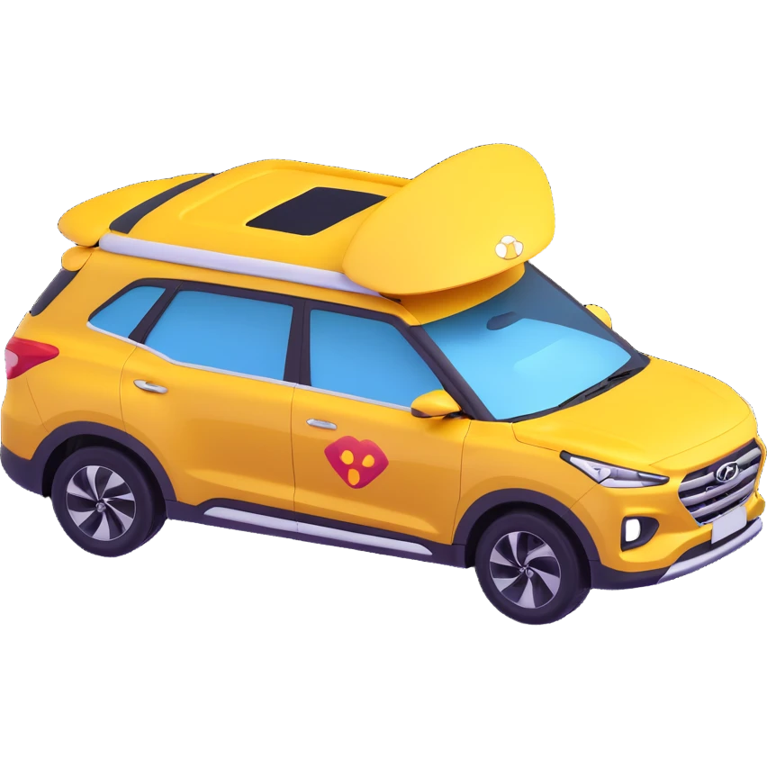 Hyundai INSTER car with partially open sunroof, light beaming inside, contemporary style, 3D emoji style emoji