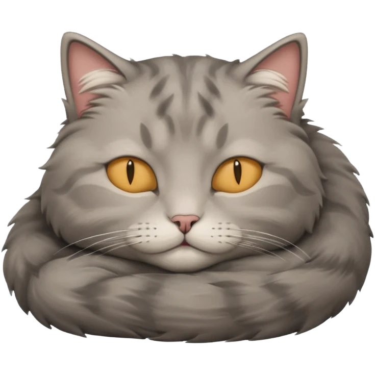 A fluffy grey cat is sleeping. emoji