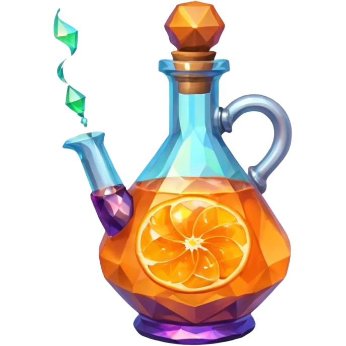 Orange Magic Fantasy Potion, Glass Low Poly emoji