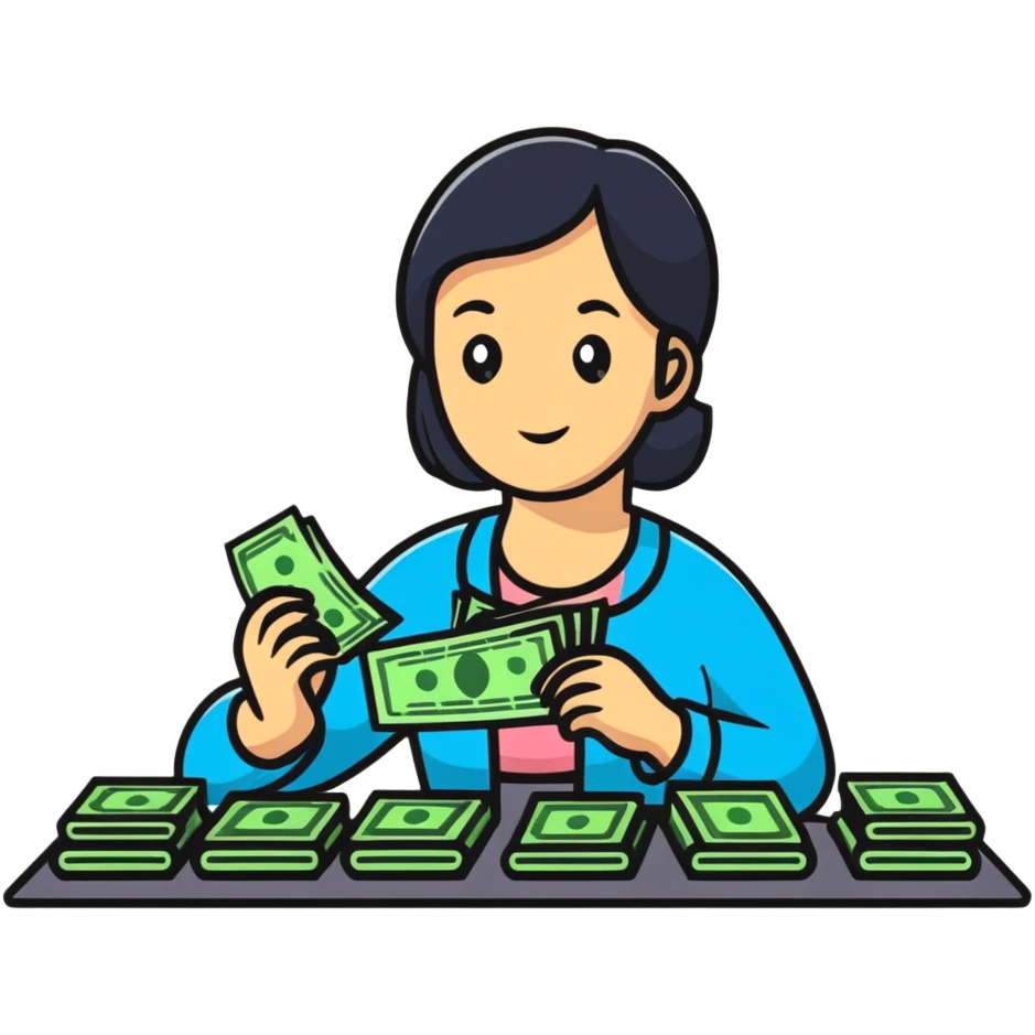 yellow woman counting money emoji
