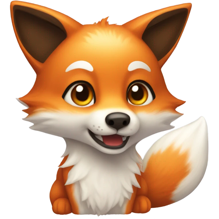 realistic and high detail of kawaii fox full body emoji