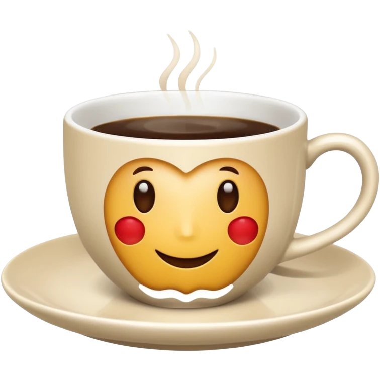classic coffee cup on saucer, light beige, Apple emoji style, no text emoji