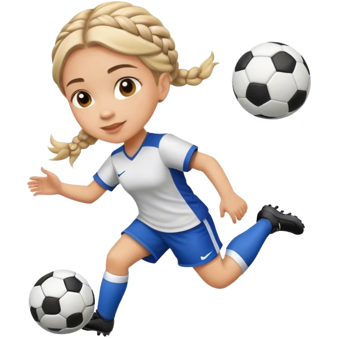 Girl with braid playing soccer emoji