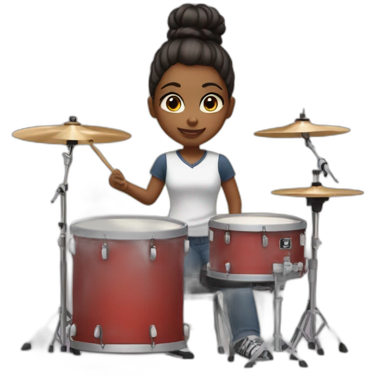 Hair bun girl playing drums emoji