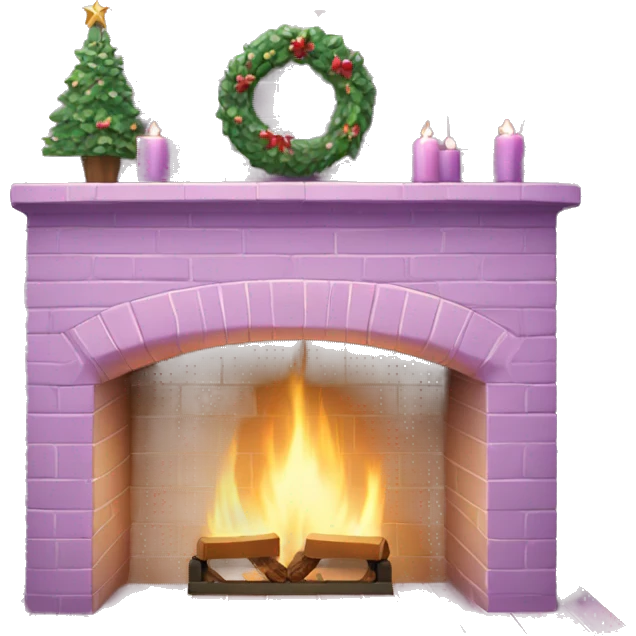 Pastel purple brick fireplace Christmas  emoji