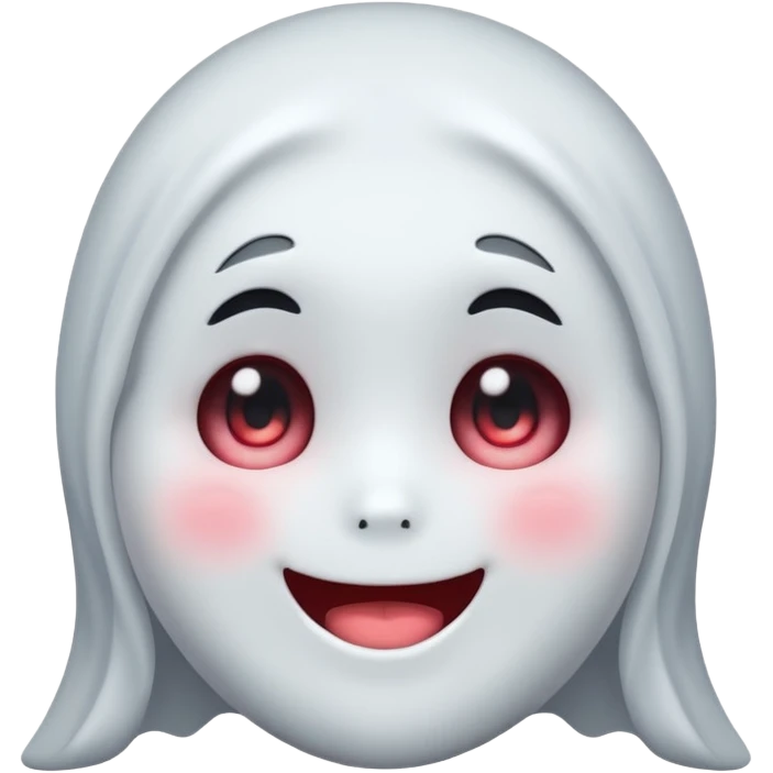 little cute ghost is smiling with blushed face, only face cute anime eyes emoji