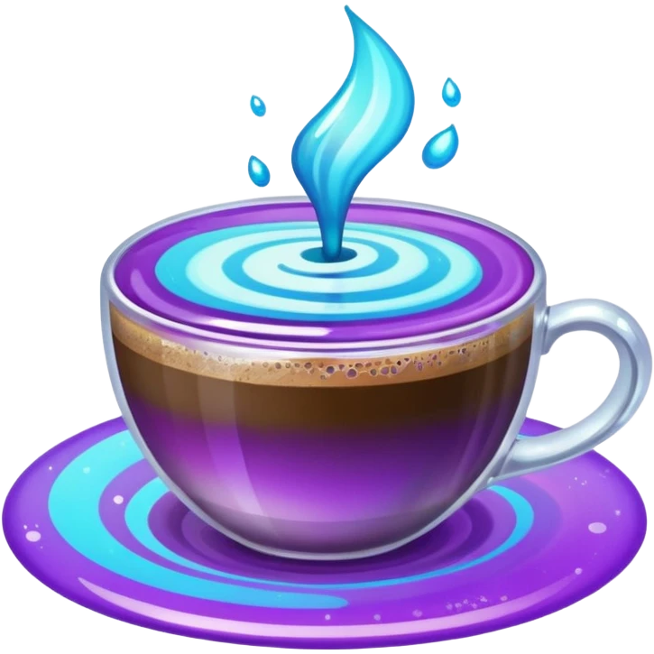 glitter cian and purple coffee
 emoji