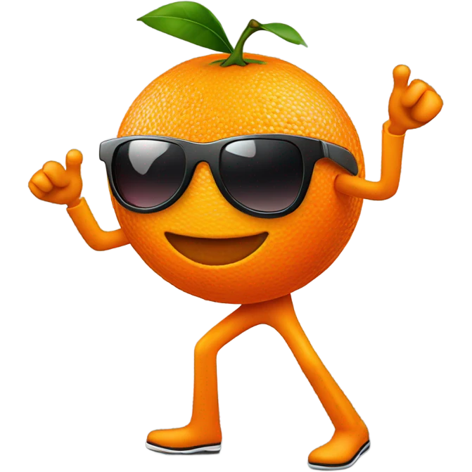 An orange wearing sunglasses dancing to disco  emoji