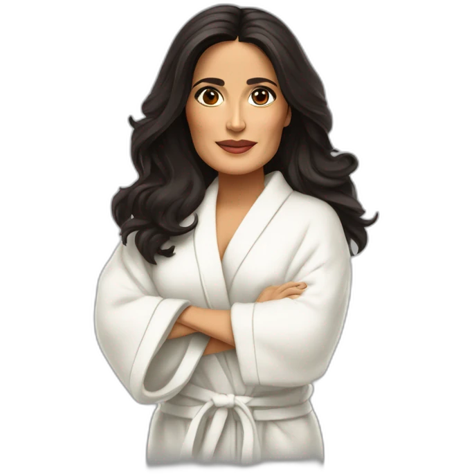 bosomed Latina salma Hayek in a bathrobe emoji