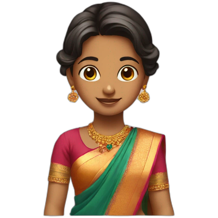 A small beautiful girl in half saree  emoji