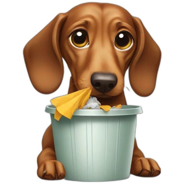 dachshund eating garbage emoji