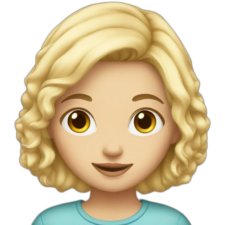 Blond girl with cat emoji