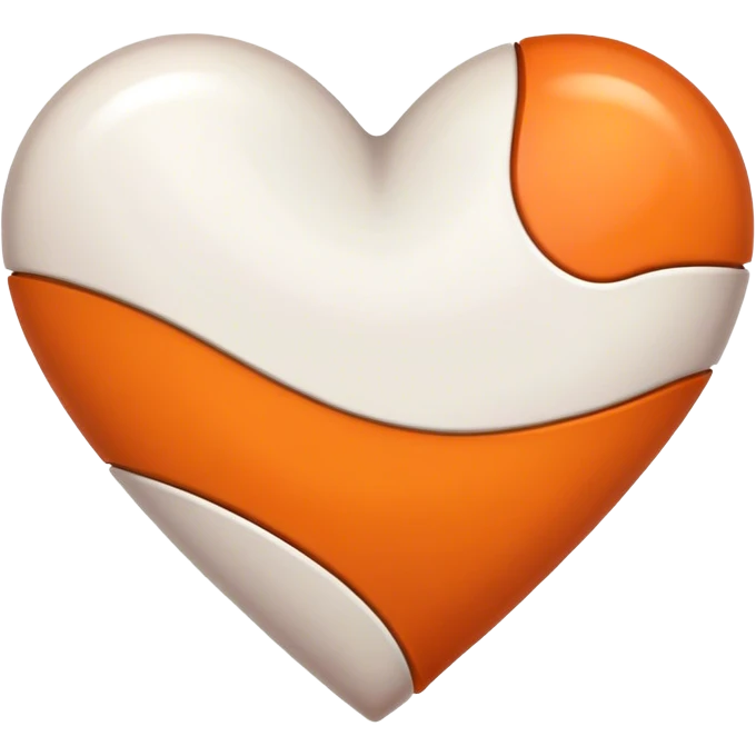 White, orange and brown heart emoji