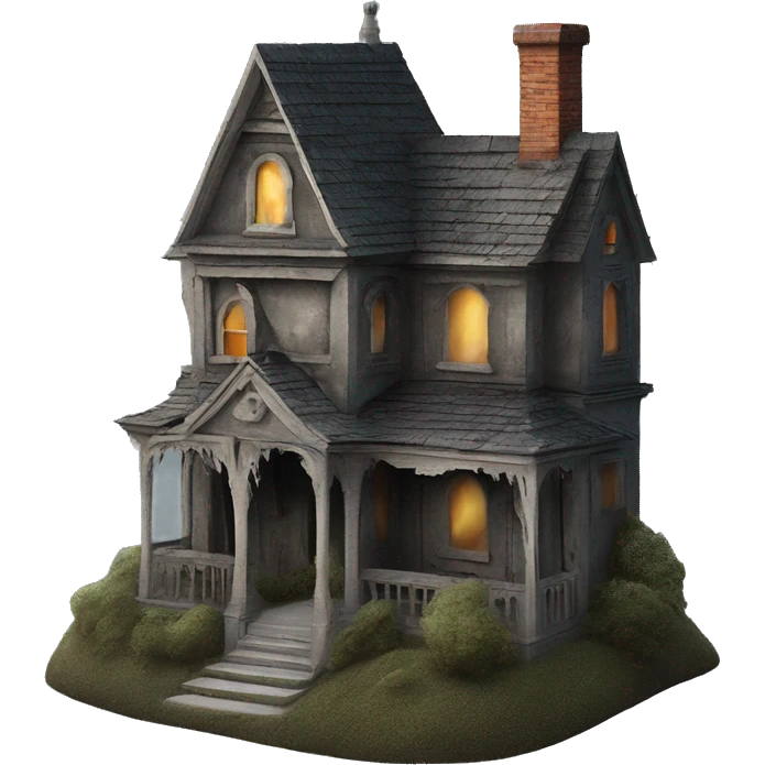Haunting graveyard field Pre-Victorian mansion birdhouse  emoji