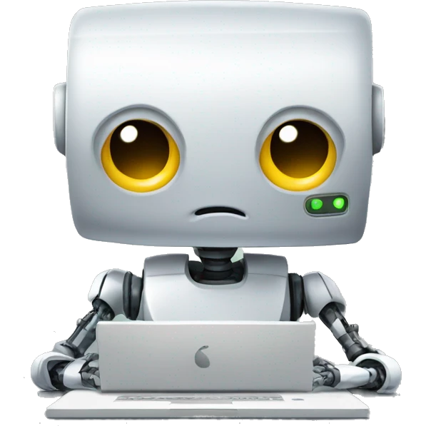 Emoji of robot coding on computer emoji