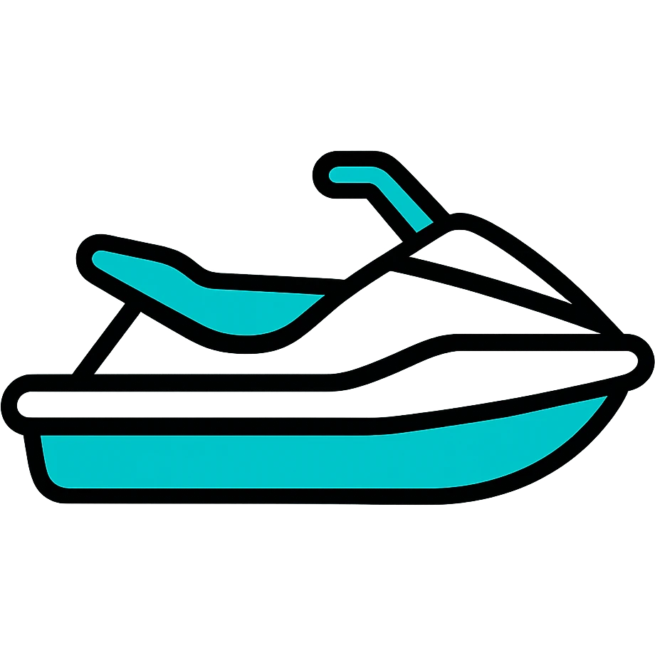 white and turquoise jet ski, simple icon style emoji